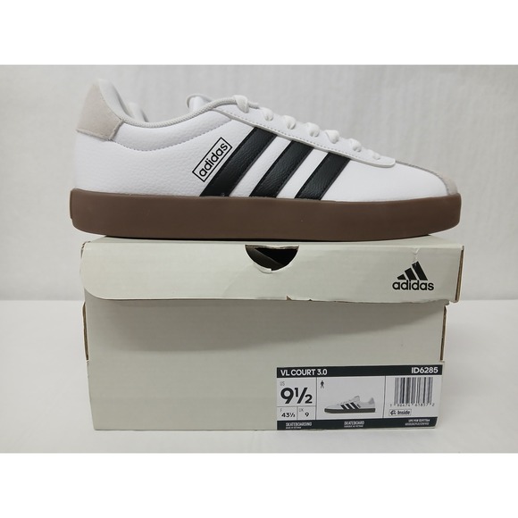 Adidas VL Court 3.0 White Black Skateboarding Shoes ID6285 Mens Size 9.5 - Picture 1 of 10